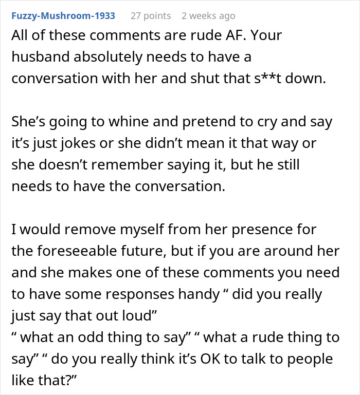 “I’m Not Responsible For Your Emotions”: Woman’s MIL Makes Years Of Rude Comments, Husband Finally Breaks Down