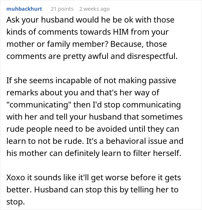 “I’m Not Responsible For Your Emotions”: Woman’s MIL Makes Years Of Rude Comments, Husband Finally Breaks Down