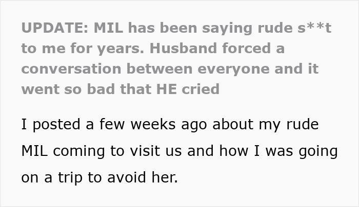 “I’m Not Responsible For Your Emotions”: Woman’s MIL Makes Years Of Rude Comments, Husband Finally Breaks Down