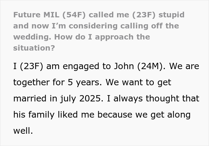 Woman Overhears Future MIL Calling Her Stupid And Fiancé Laughing Along, Runs Away Horrified