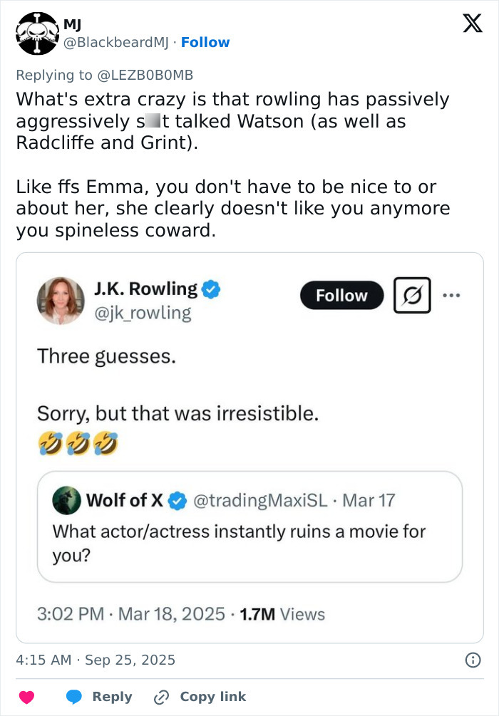 Fans Turn On Emma Watson After She Suddenly Changes Opinion On J.K. Rowling