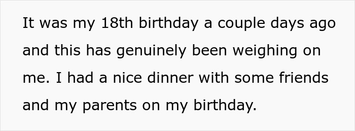 Teen Feels Crushed After Parents Gift Her The Same 18th Birthday Present As Brother