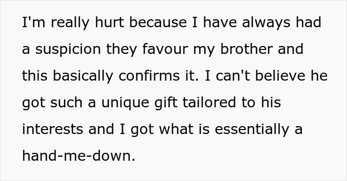 Teen Feels Crushed After Parents Gift Her The Same 18th Birthday Present As Brother