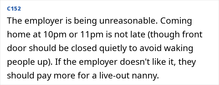 Mom Thinks It’s Inappropriate For Live-In Nanny To Return At 10PM On Her Nights Off, Imposes A Curfew