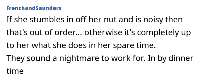 Mom Thinks It’s Inappropriate For Live-In Nanny To Return At 10PM On Her Nights Off, Imposes A Curfew