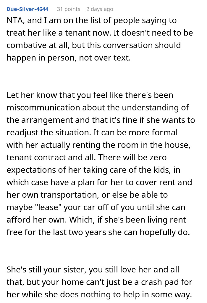 Woman Lets Sis Move In In Exchange For Babysitting, Flabbergasted After She Starts Complaining