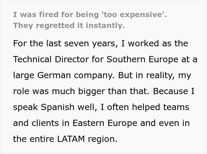 Employee Shares, &#8220;I Was Fired For Being &#8216;Too Expensive&#8217;. They Regretted It Instantly.&#8221;