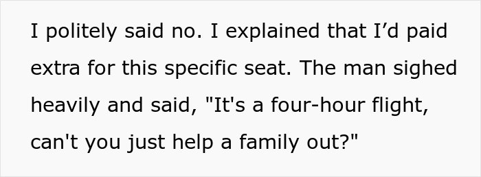 Family Tries Guilt-Tripping A Passenger Into Swapping Aisle Seat For Middle Seat, Gets Shut Down