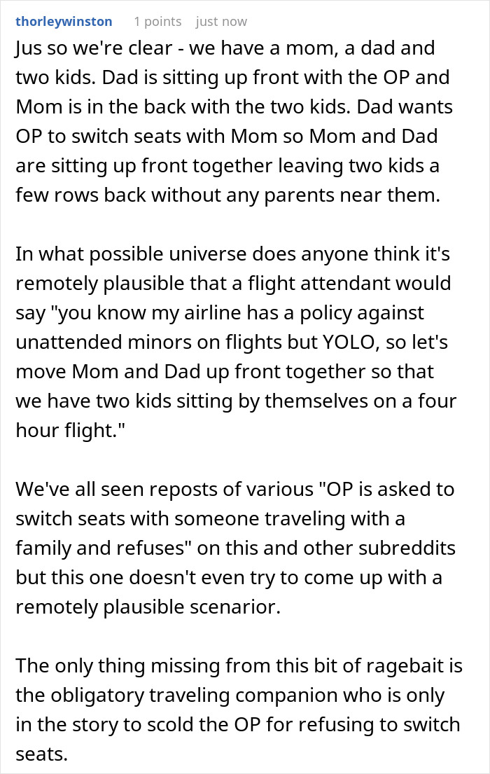 Family Tries Guilt-Tripping A Passenger Into Swapping Aisle Seat For Middle Seat, Gets Shut Down