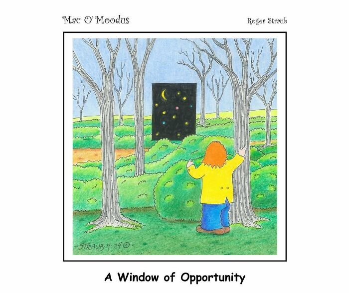 Roger Straub’s Mac O’Moodus Is Back With 50 Clever Comics Full Of Whimsy And Wordplay