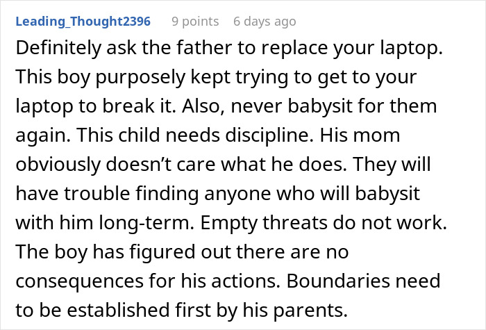 Mom Thinks A Sorry Text Will Be Enough To Compensate For Babysitter&#8217;s Ruined Laptop