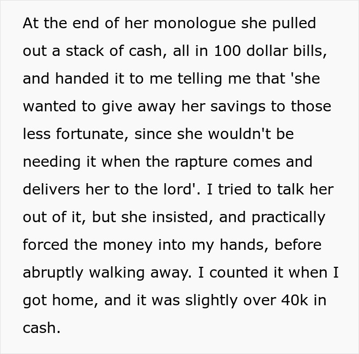 19YO Refuses To Return The $40K Her Devout Christian Aunt Gave Her As She Thought Rapture Was Coming