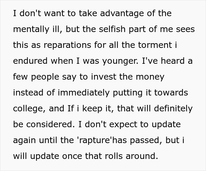 19YO Refuses To Return The $40K Her Devout Christian Aunt Gave Her As She Thought Rapture Was Coming