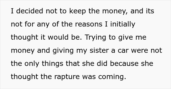 19YO Refuses To Return The $40K Her Devout Christian Aunt Gave Her As She Thought Rapture Was Coming