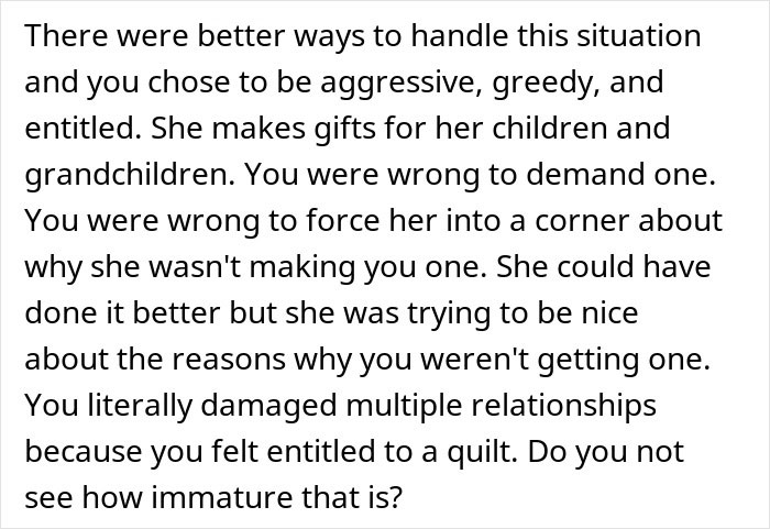 “I’m Not Making A Quilt For A Couple Of Dogs”: MIL Refuses To Include Childfree Couple In Family Tradition