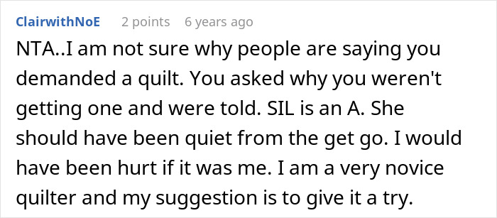 “I’m Not Making A Quilt For A Couple Of Dogs”: MIL Refuses To Include Childfree Couple In Family Tradition