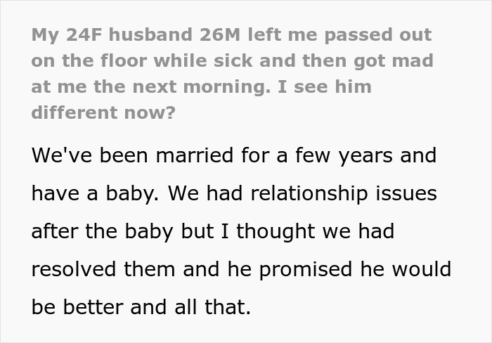Woman Realizes Her Husband Has Never Cared For Her After He Leaves Her Passed Out On The Floor