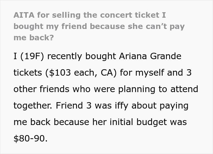 Woman Has $14 Lunches Every Day But Can&#8217;t Pay Back A Friend For A $74 Concert Ticket, Regrets It