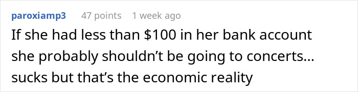 Woman Has $14 Lunches Every Day But Can&#8217;t Pay Back A Friend For A $74 Concert Ticket, Regrets It