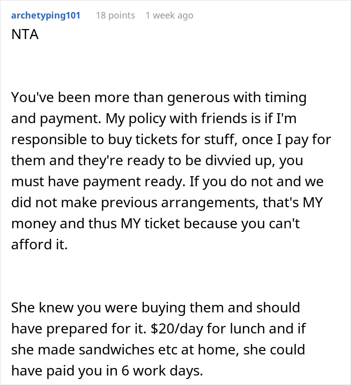 Woman Has $14 Lunches Every Day But Can&#8217;t Pay Back A Friend For A $74 Concert Ticket, Regrets It