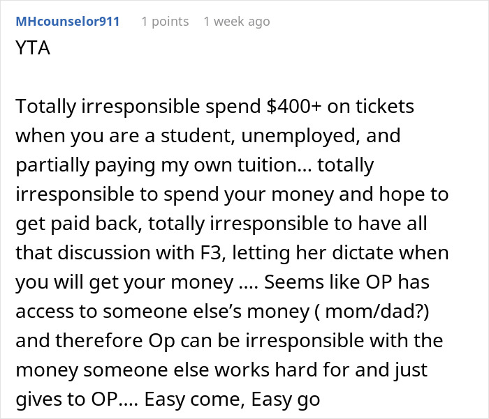 Woman Has $14 Lunches Every Day But Can&#8217;t Pay Back A Friend For A $74 Concert Ticket, Regrets It