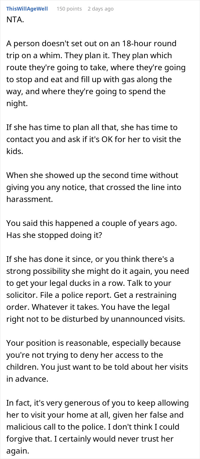 Woman Shows Up At Ex-DIL’s Doorstep Unannounced Again, Calls The Cops When She Doesn’t Let Her In