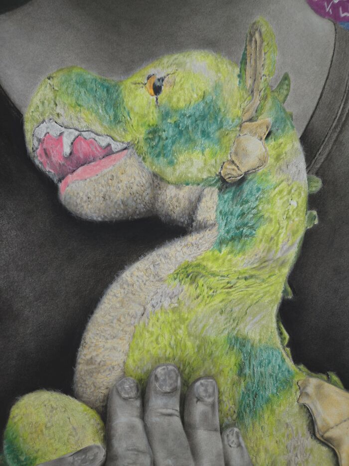 My Daughter Crashed My Huge Charcoal Drawing, And Made It Way Better