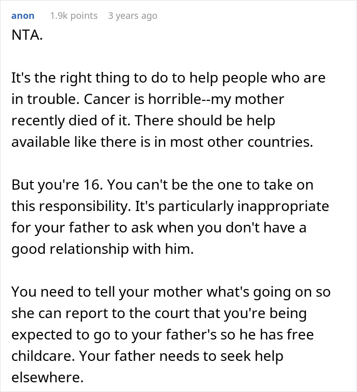 Teen Won&#8217;t Babysit His 3 Stepsiblings As Their Mom Is Terminally Ill, Takes Heat From Dad