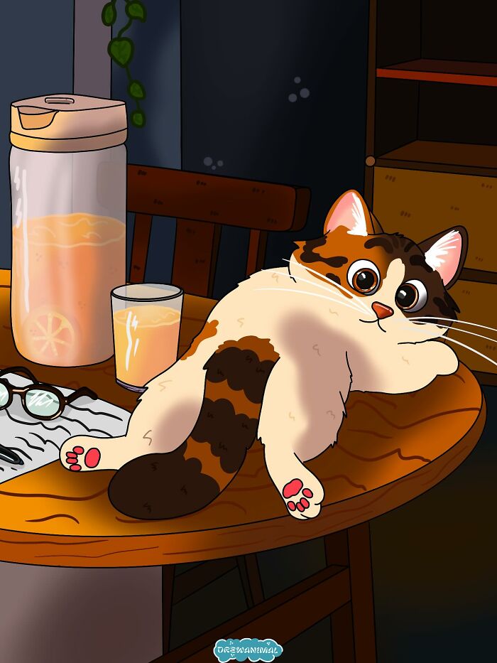 This Artist Turns Viral Cat Moments Into Funny Art (65 Pics)