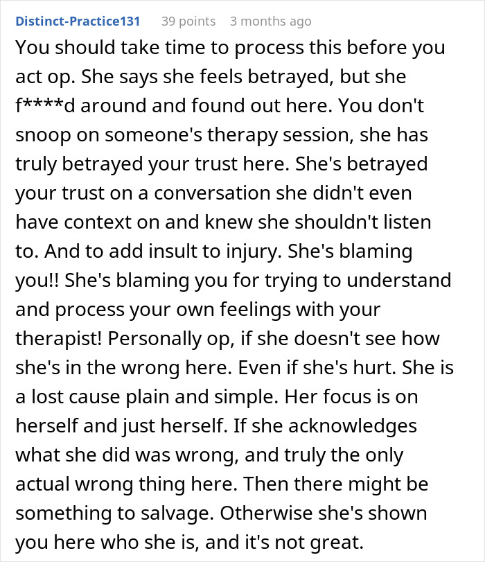Woman Eavesdrops On Boyfriend’s Private Therapy Session, Is Angered By What She Hears