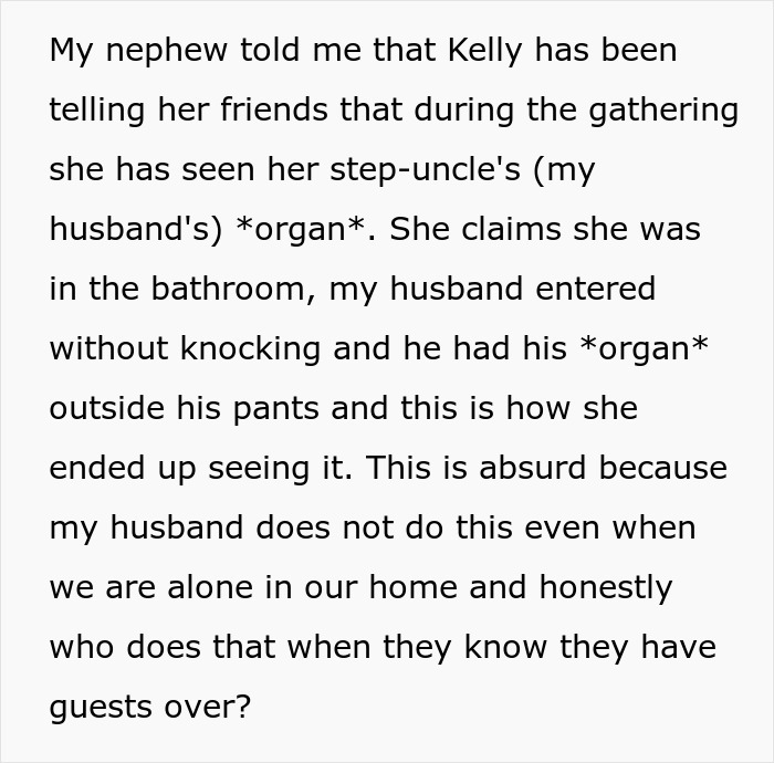 15YO Lies About Step-Uncle Exposing Himself To Her, Step-Aunt Cuts Teen Off Completely
