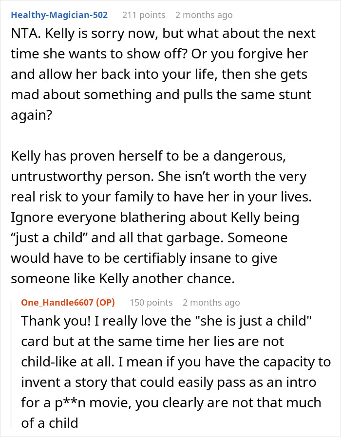 15YO Lies About Step-Uncle Exposing Himself To Her, Step-Aunt Cuts Teen Off Completely