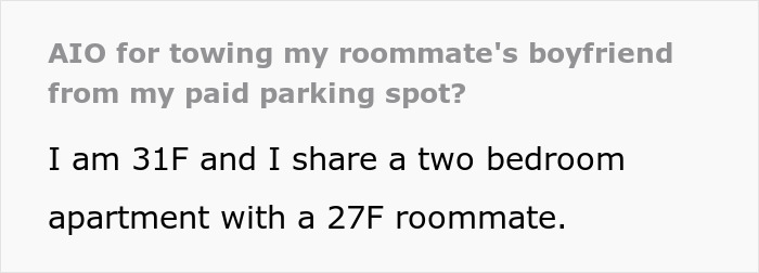 Woman Has Had Enough Of Roomie’s BF Taking Her Paid Parking Spot, Calls Tow Truck In A Heartbeat