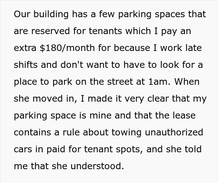 Woman Has Had Enough Of Roomie’s BF Taking Her Paid Parking Spot, Calls Tow Truck In A Heartbeat
