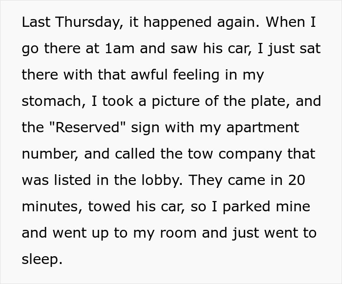 Woman Has Had Enough Of Roomie’s BF Taking Her Paid Parking Spot, Calls Tow Truck In A Heartbeat