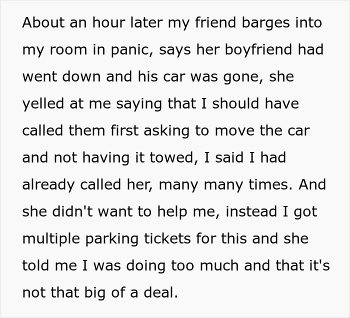 Woman Has Had Enough Of Roomie’s BF Taking Her Paid Parking Spot, Calls Tow Truck In A Heartbeat