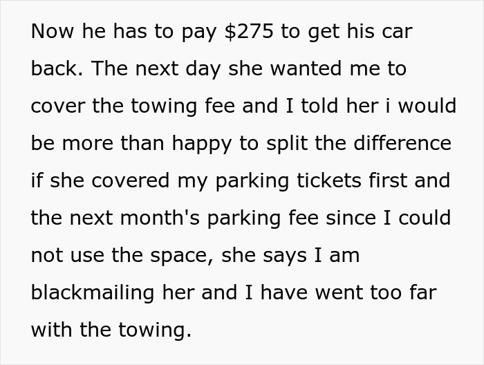 Woman Has Had Enough Of Roomie’s BF Taking Her Paid Parking Spot, Calls Tow Truck In A Heartbeat