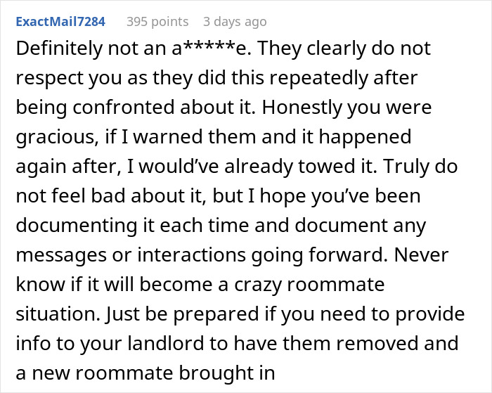 Woman Has Had Enough Of Roomie’s BF Taking Her Paid Parking Spot, Calls Tow Truck In A Heartbeat