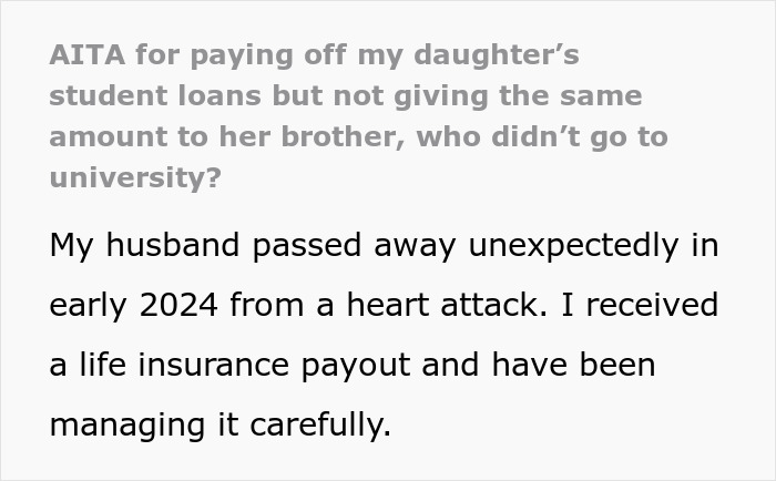 Mom Uses Insurance Payout To Cover Daughter&#8217;s Student Loan, Son Considers This Deeply Unfair