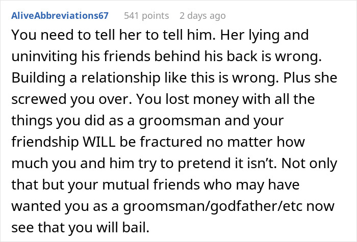 &#8220;[Am I The Jerk] For Not Telling My Best Friend The Real Reason I&#8217;m Not At His Wedding?&#8221;
