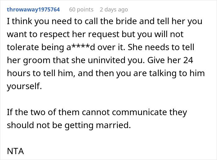 &#8220;[Am I The Jerk] For Not Telling My Best Friend The Real Reason I&#8217;m Not At His Wedding?&#8221;