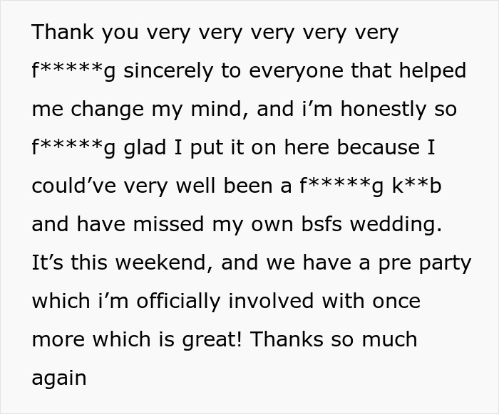 &#8220;[Am I The Jerk] For Not Telling My Best Friend The Real Reason I&#8217;m Not At His Wedding?&#8221;