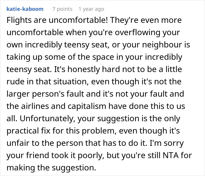 Internet Rallies Behind Woman Who Told Her Overweight Friend To Buy Two Plane Seats