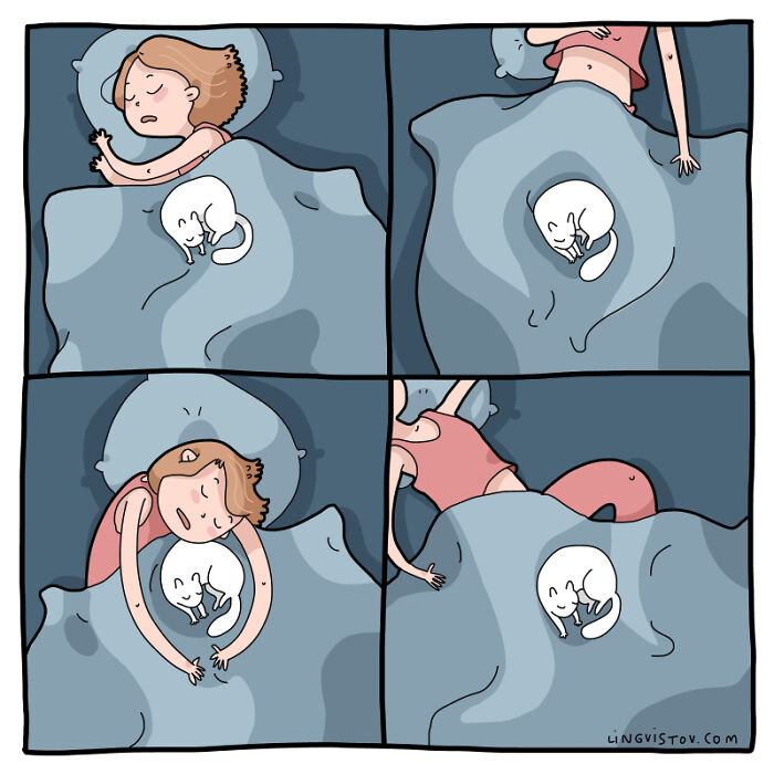 If You&#8217;re A Cat Owner, These Comics By Lingvistov Might Be Very Relatable To You (50 Best Pics)