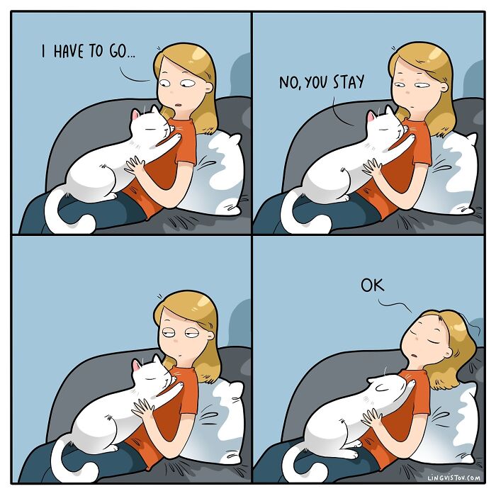 If You&#8217;re A Cat Owner, These Comics By Lingvistov Might Be Very Relatable To You (50 Best Pics)