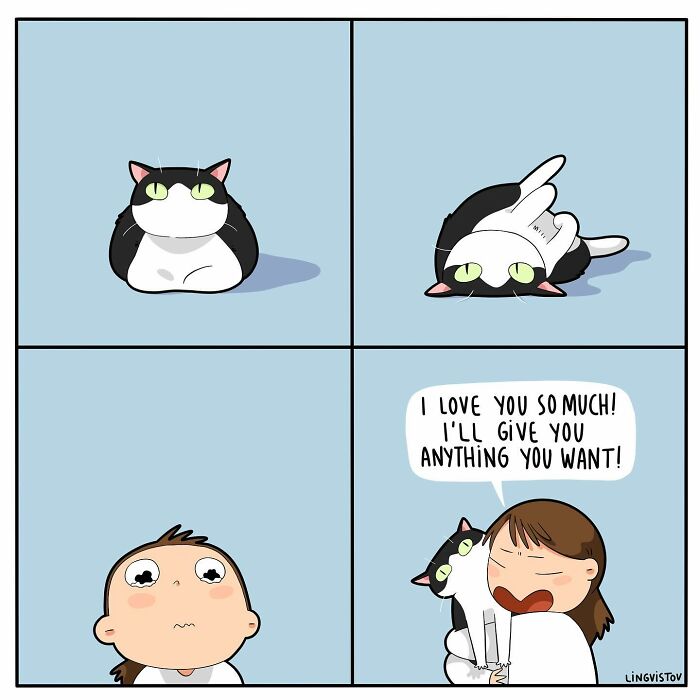 If You&#8217;re A Cat Owner, These Comics By Lingvistov Might Be Very Relatable To You (50 Best Pics)