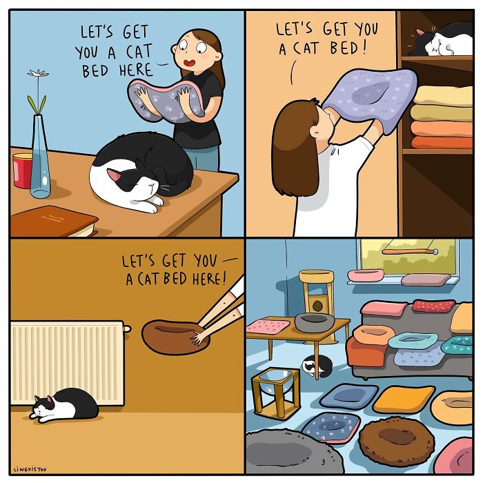 If You&#8217;re A Cat Owner, These Comics By Lingvistov Might Be Very Relatable To You (50 Best Pics)