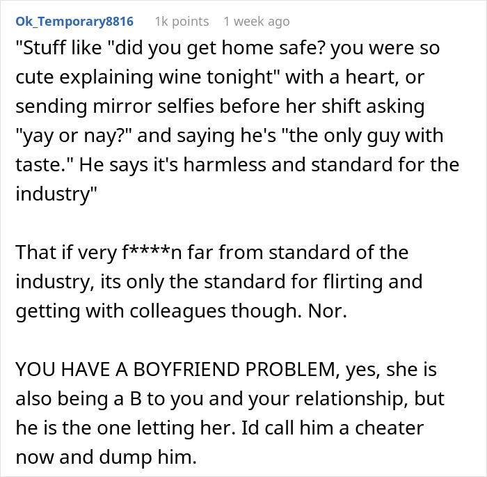 Man Doesn’t Get Why GF Is Upset About His “Work Wife” Who’s Sending Him Hearts And Mirror Selfies