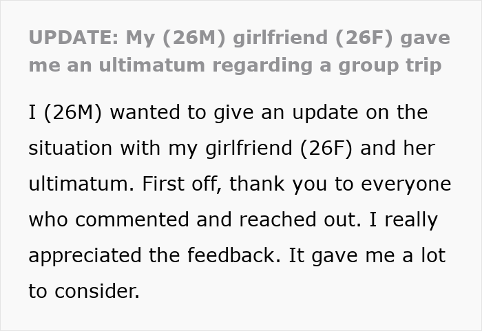 GF Tells Man He Must Choose Between Her And His Female Friend Before Going On Group Trip