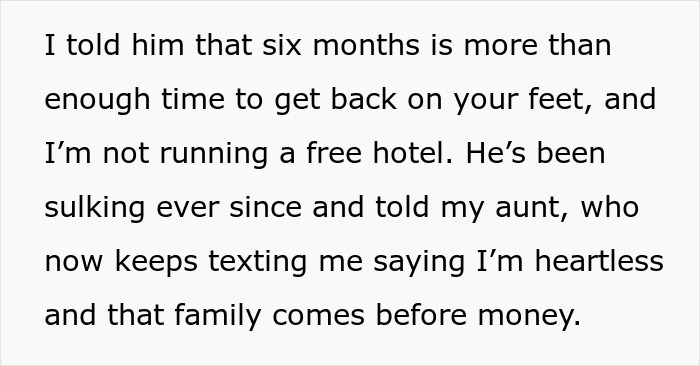 Guy Mooches Off Cousin For 6 Months, Calls Her Heartless When She Finally Demands $400 Rent
